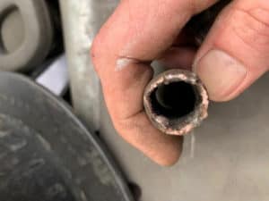 Damaged gas shroud