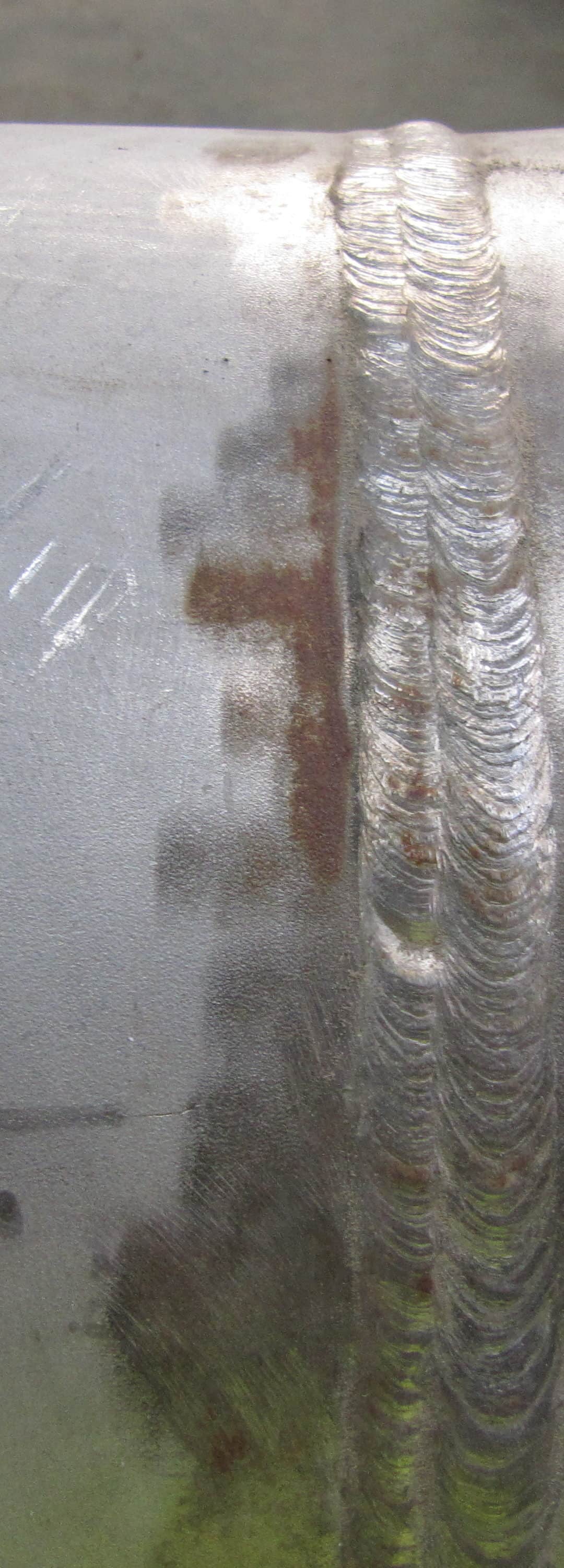 Rust at welded join on stainless steel